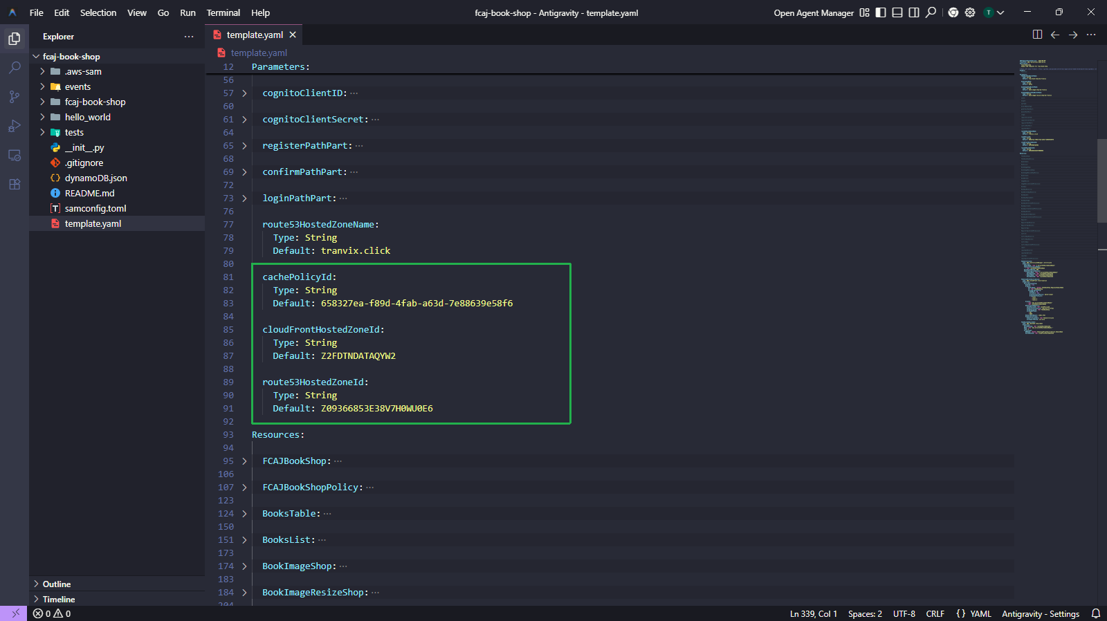 Add parameters to template.yaml
