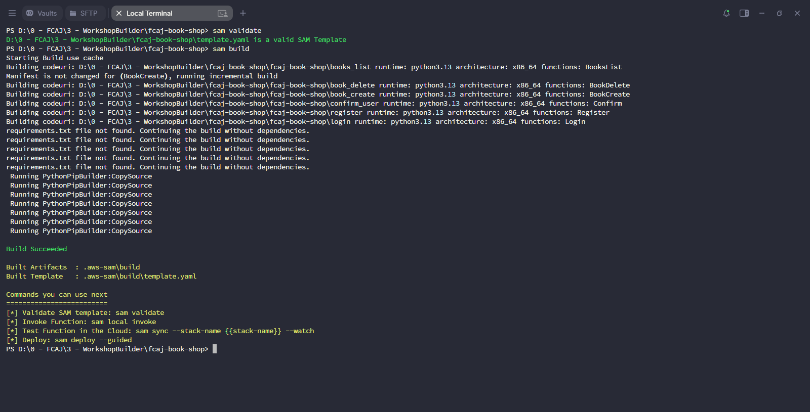 SAM validate and build for second deploy