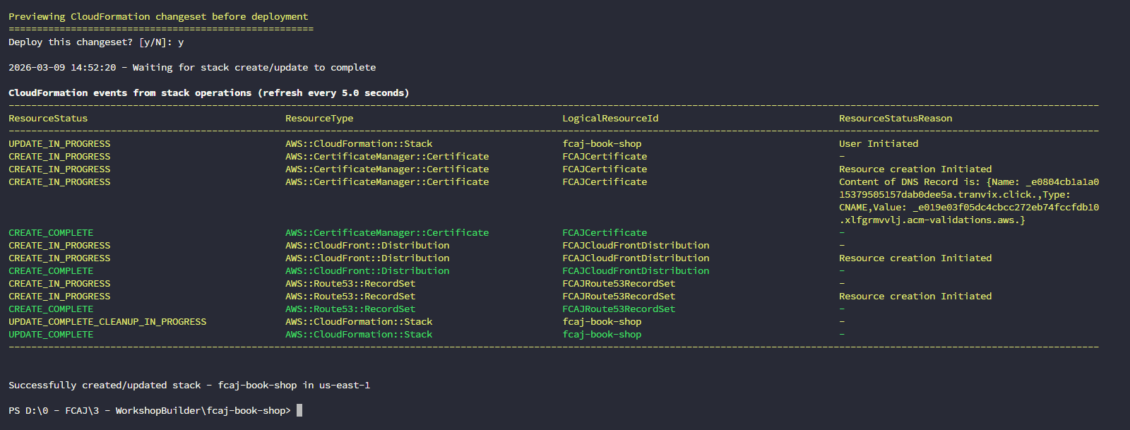 CloudFormation stack update complete