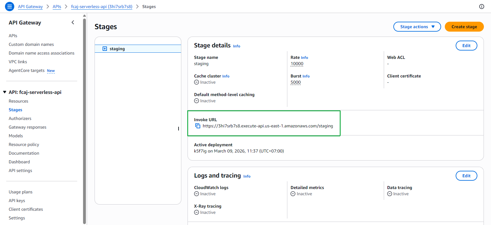API Gateway Invoke URL