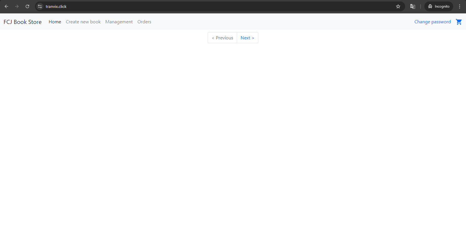 FCAJ Book Store application running