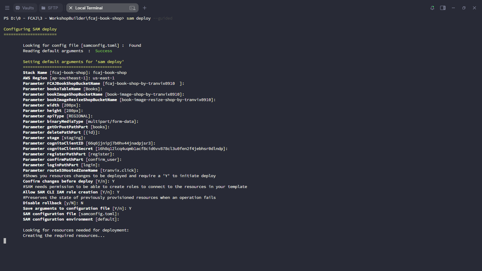 SAM deploy guided configuration