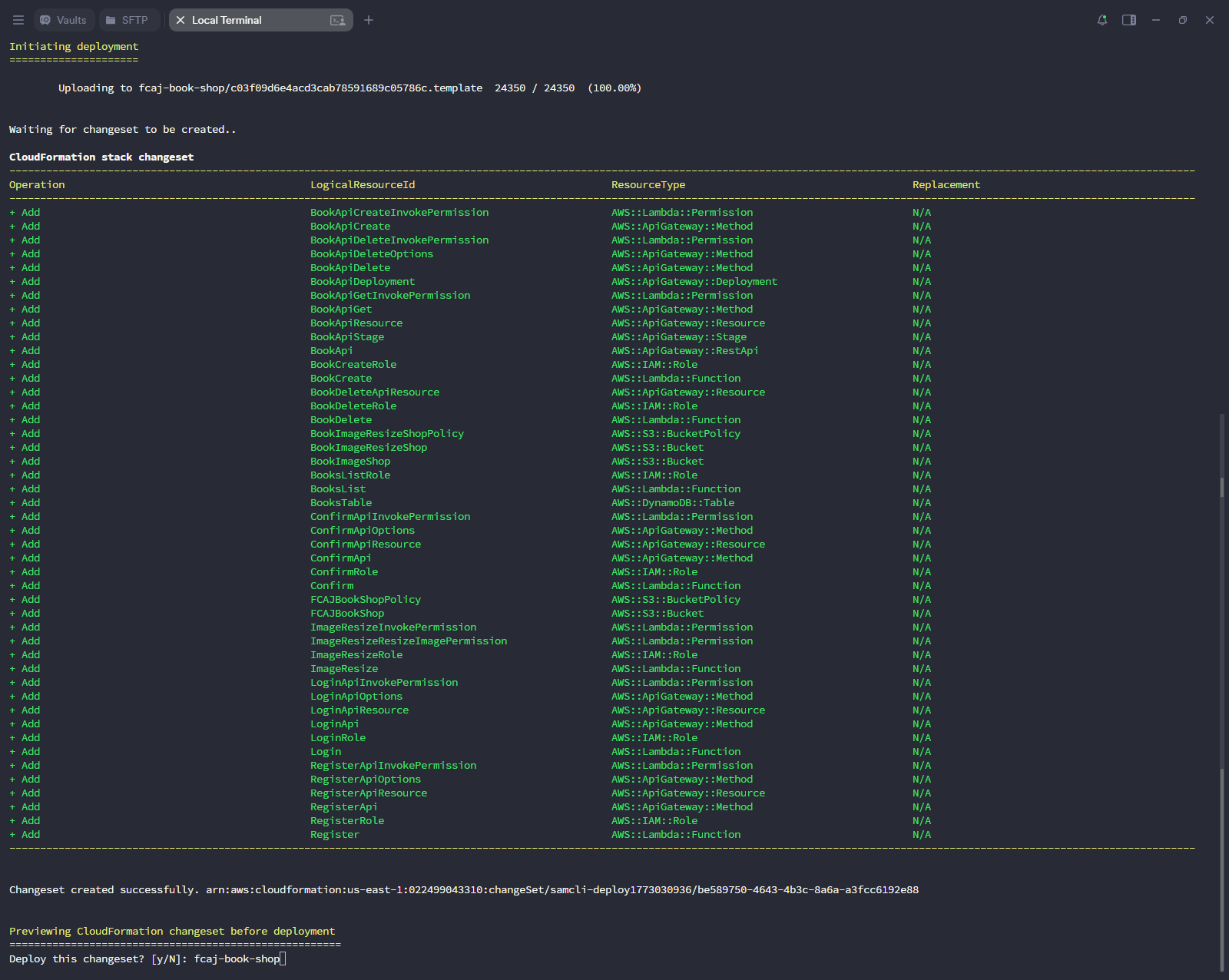 CloudFormation changeset and deploy confirmation