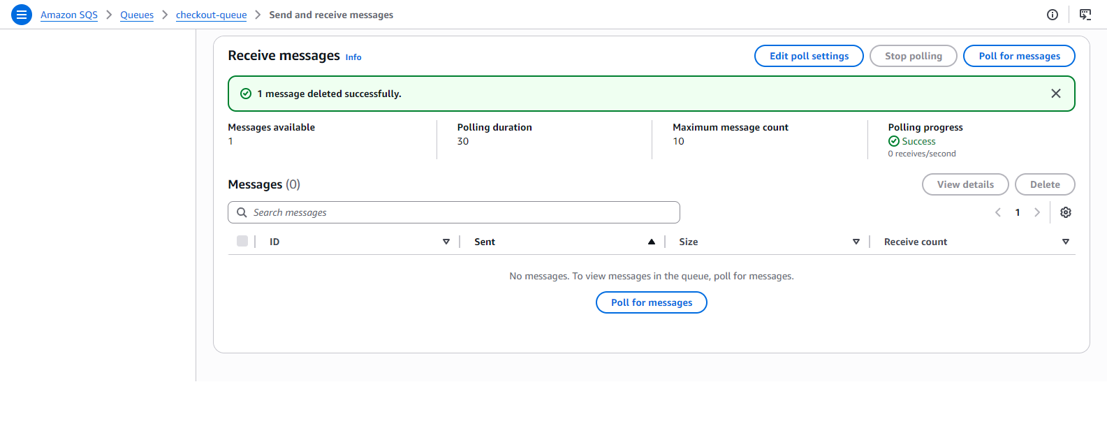 Message deleted successfully