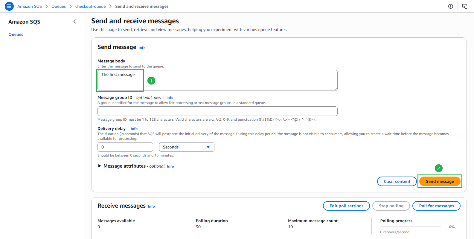 Enter message body and send