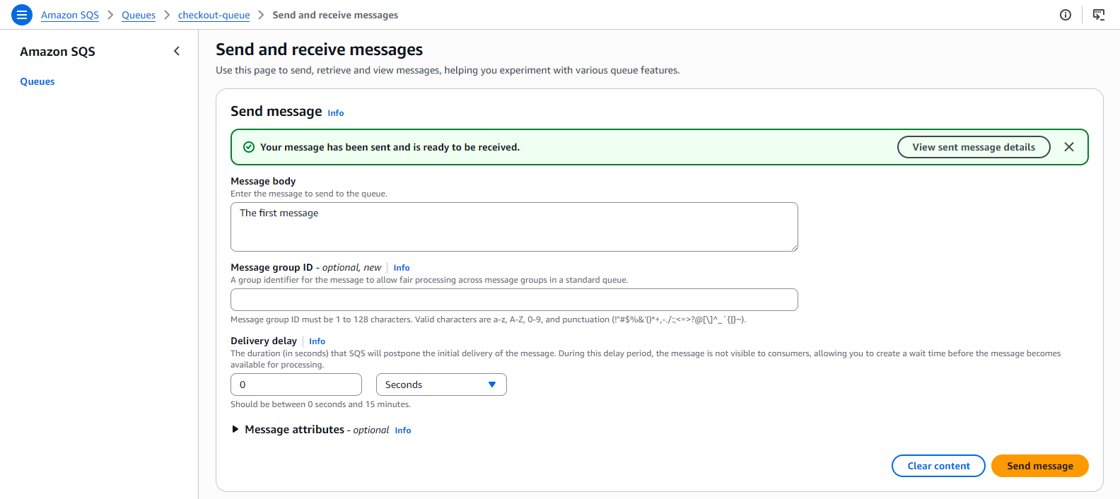 Message sent successfully