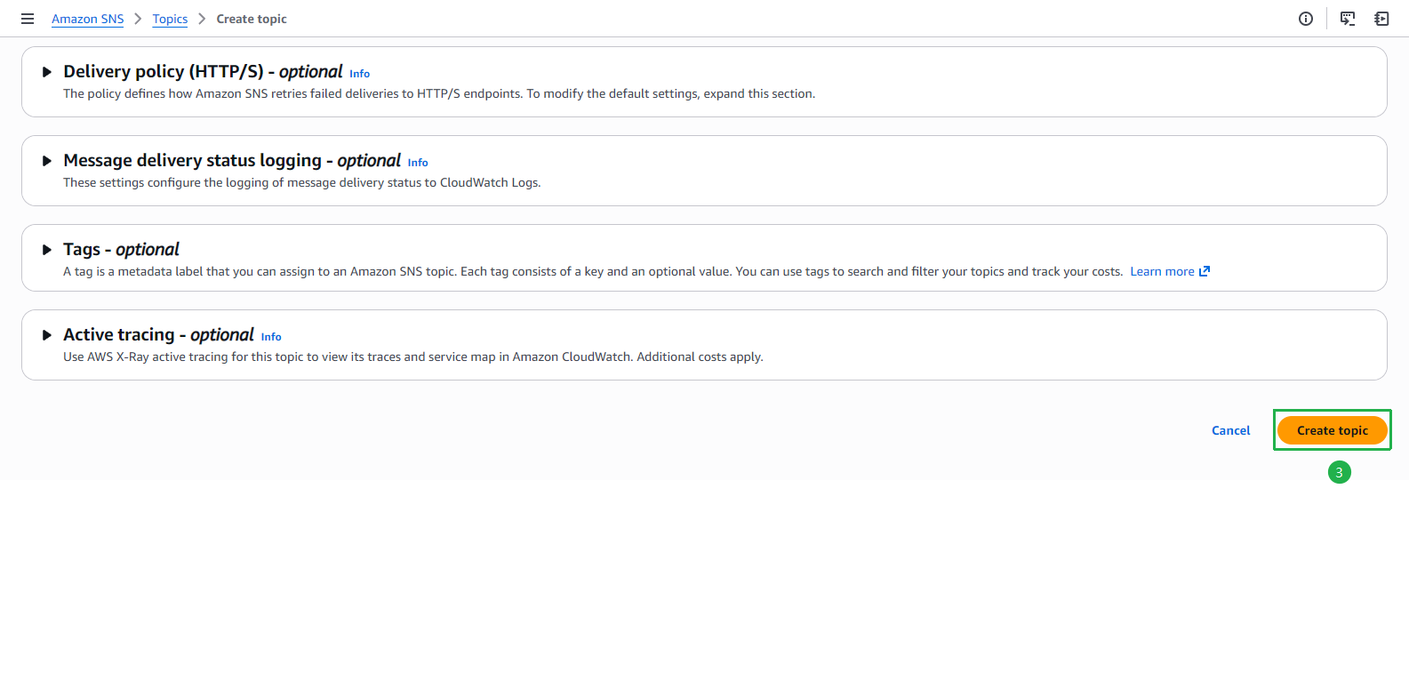Click Create topic button