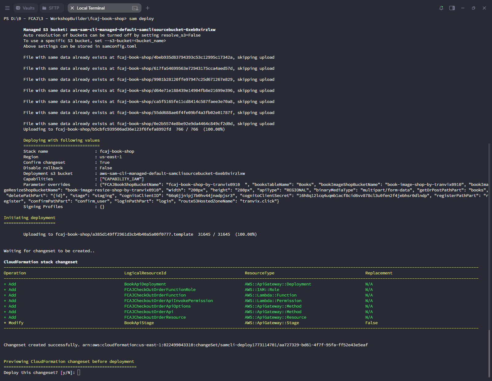 SAM deploy with FCAJCheckoutOrder