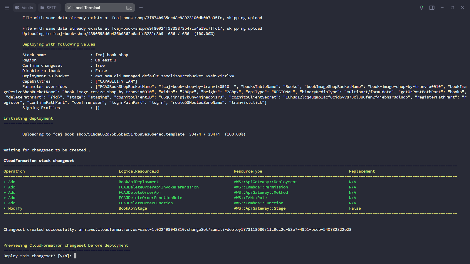 SAM deploy with FCAJDeleteOrder