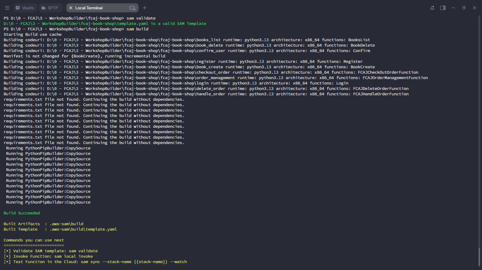 SAM validate and build