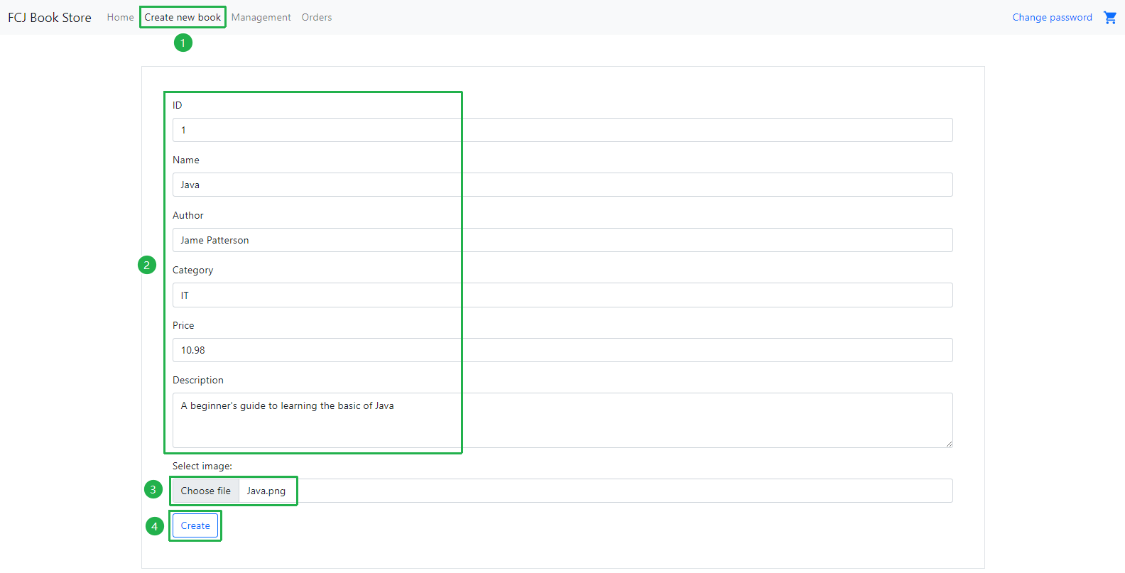 Create Java book