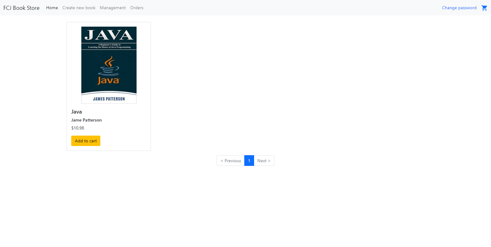 Homepage with Java book